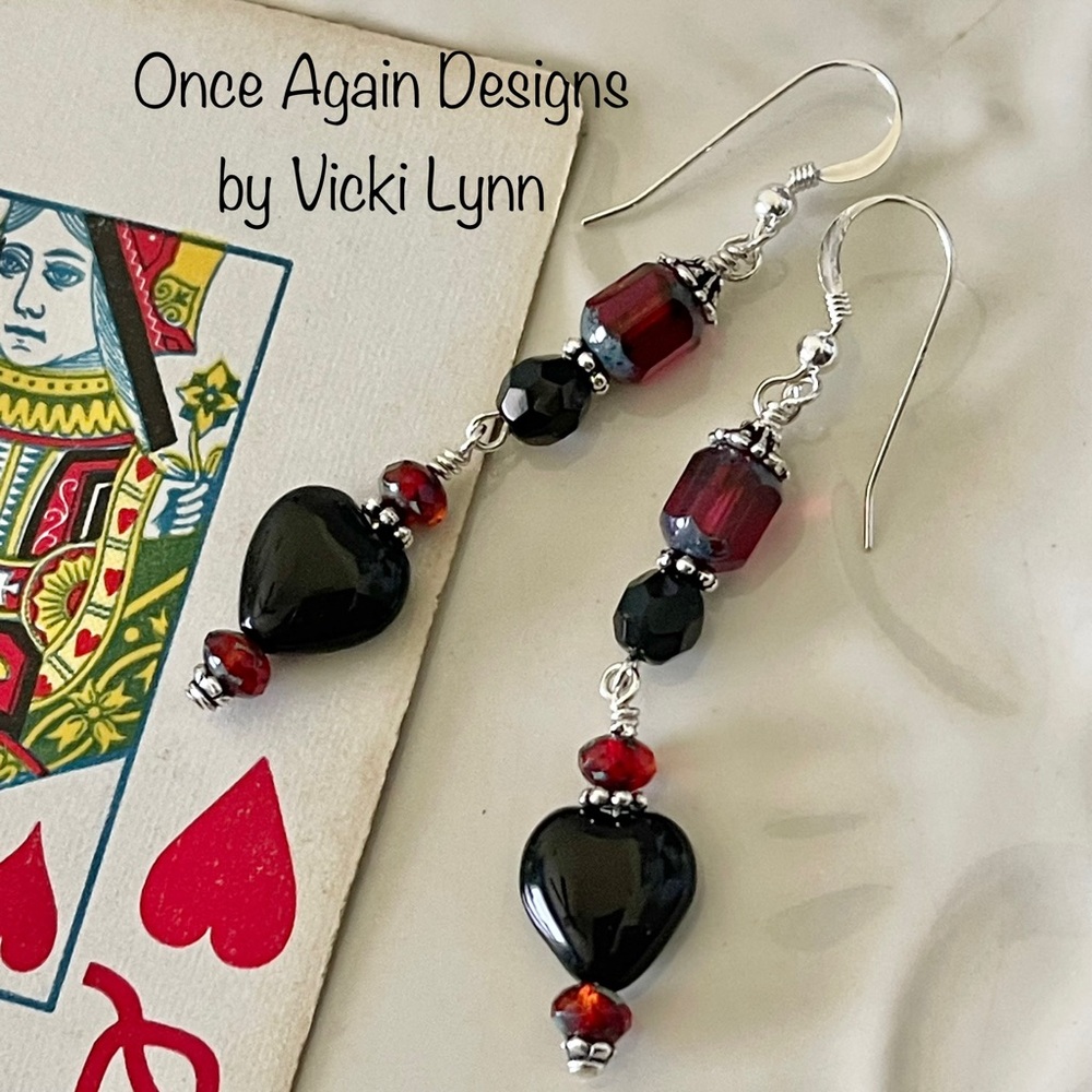 ARTISAN Earrings - “Queen of Hearts” Dangles